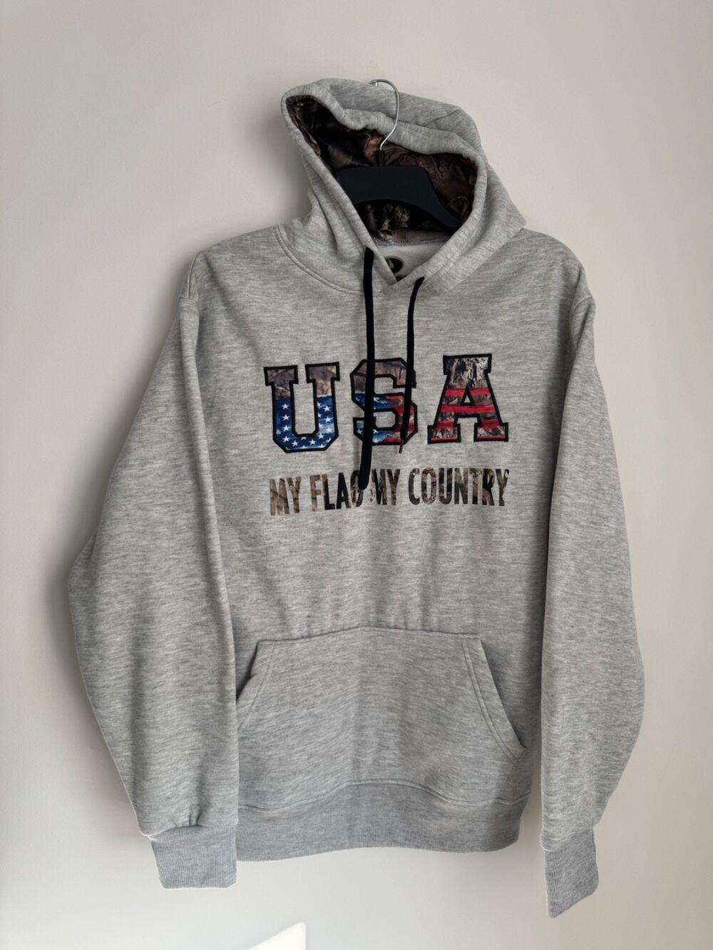 Mossy Oak Camo Hoodie Sweatshirt USA My Flag My Country